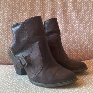 Dark Brown Open-Heel Booties